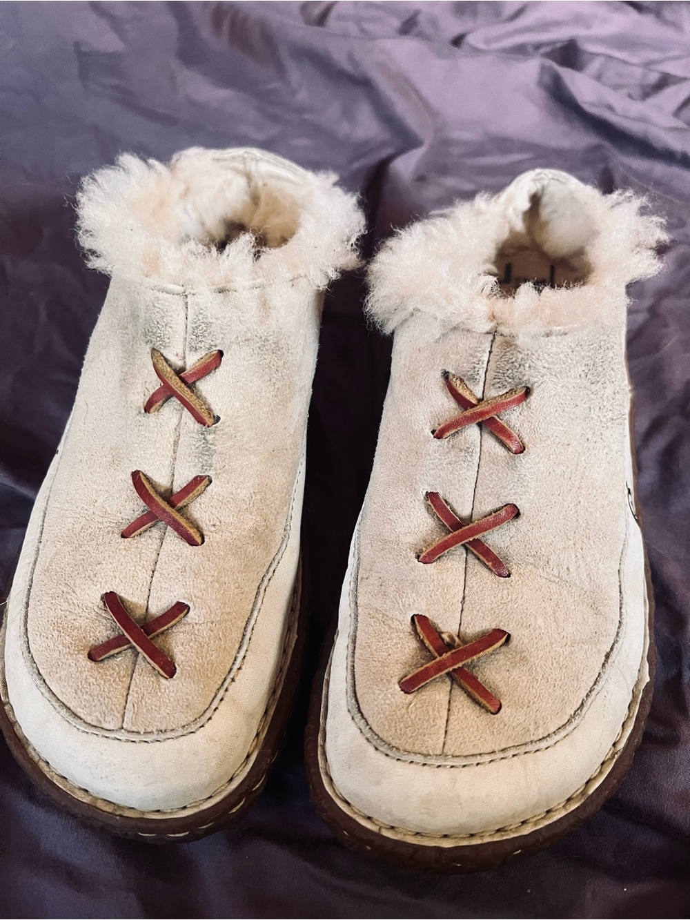 Børn Suede moccasins clogs with shearling lining size 6.5 - Picture 5 of 10